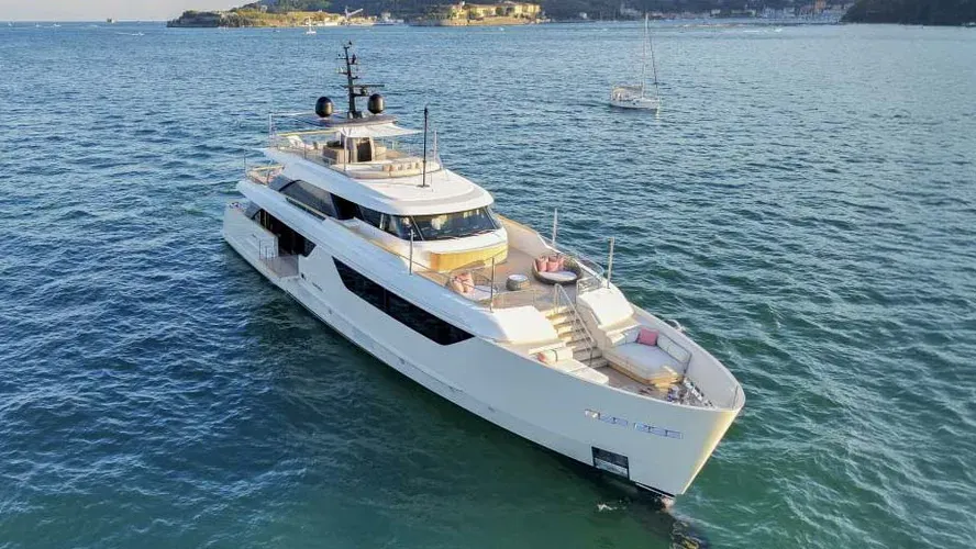 Modern yacht from above
